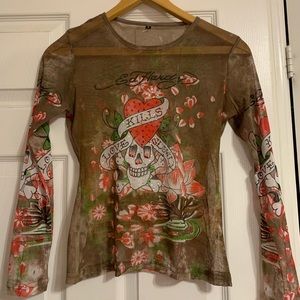 Ed Hardy Sheer long sleeve top